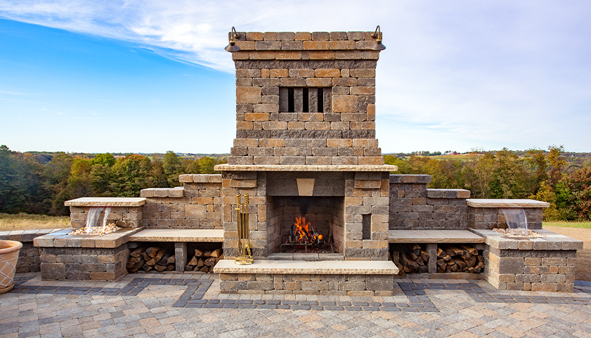 Concrete Block Fireplace