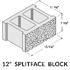 12 Inch Splitface Concrete Masonry Unit